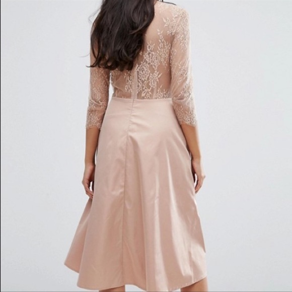 ASOS blush pink lace midi dress size small - Picture 5 of 6